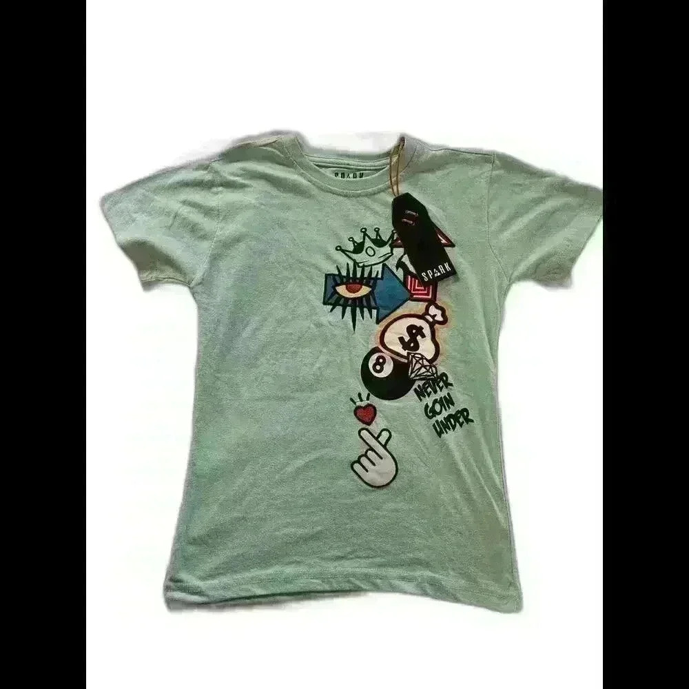Unique Graphic Tee by SPARK - Mint Green with Fun Design